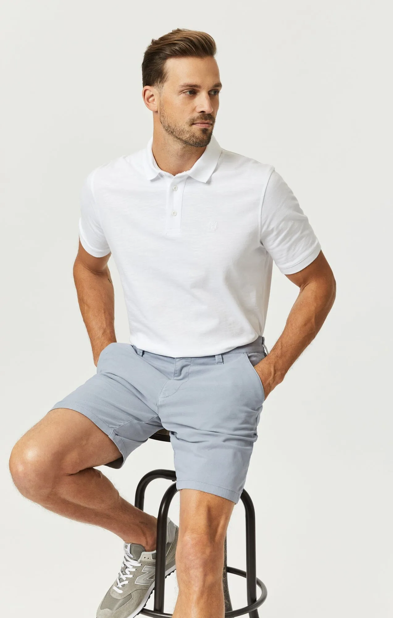 NOAH SHORTS IN PEARL BLUE LUXE TWILL