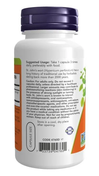 Now Foods St. John's Wort 300mg Extract 100 Capsule