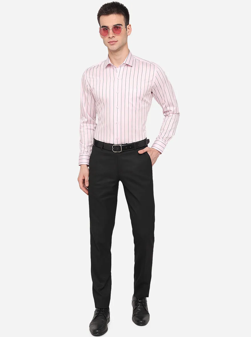 Pink & Blue Striped Slim Fit Formal Shirt | Greenfibre