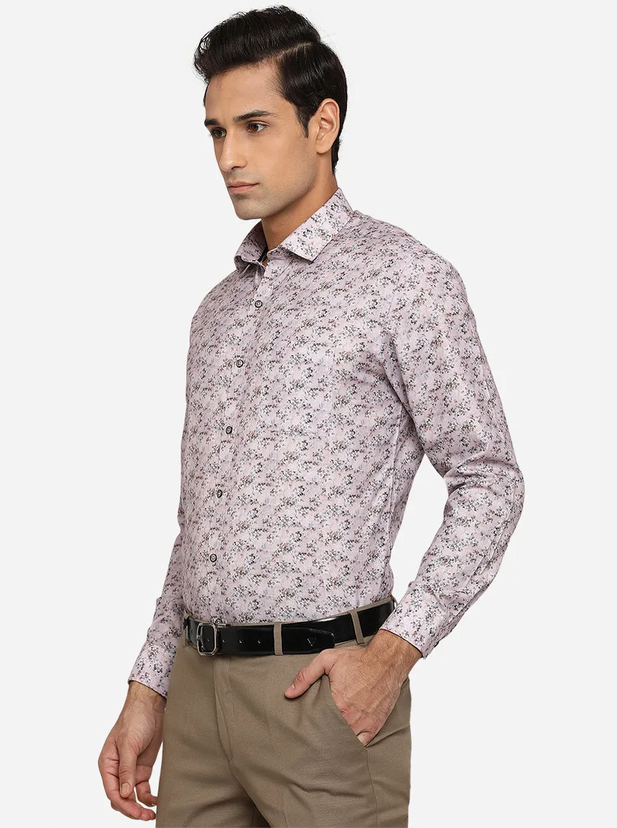 Pink Printed Slim Fit Party Wear Shirt | Greenfibre