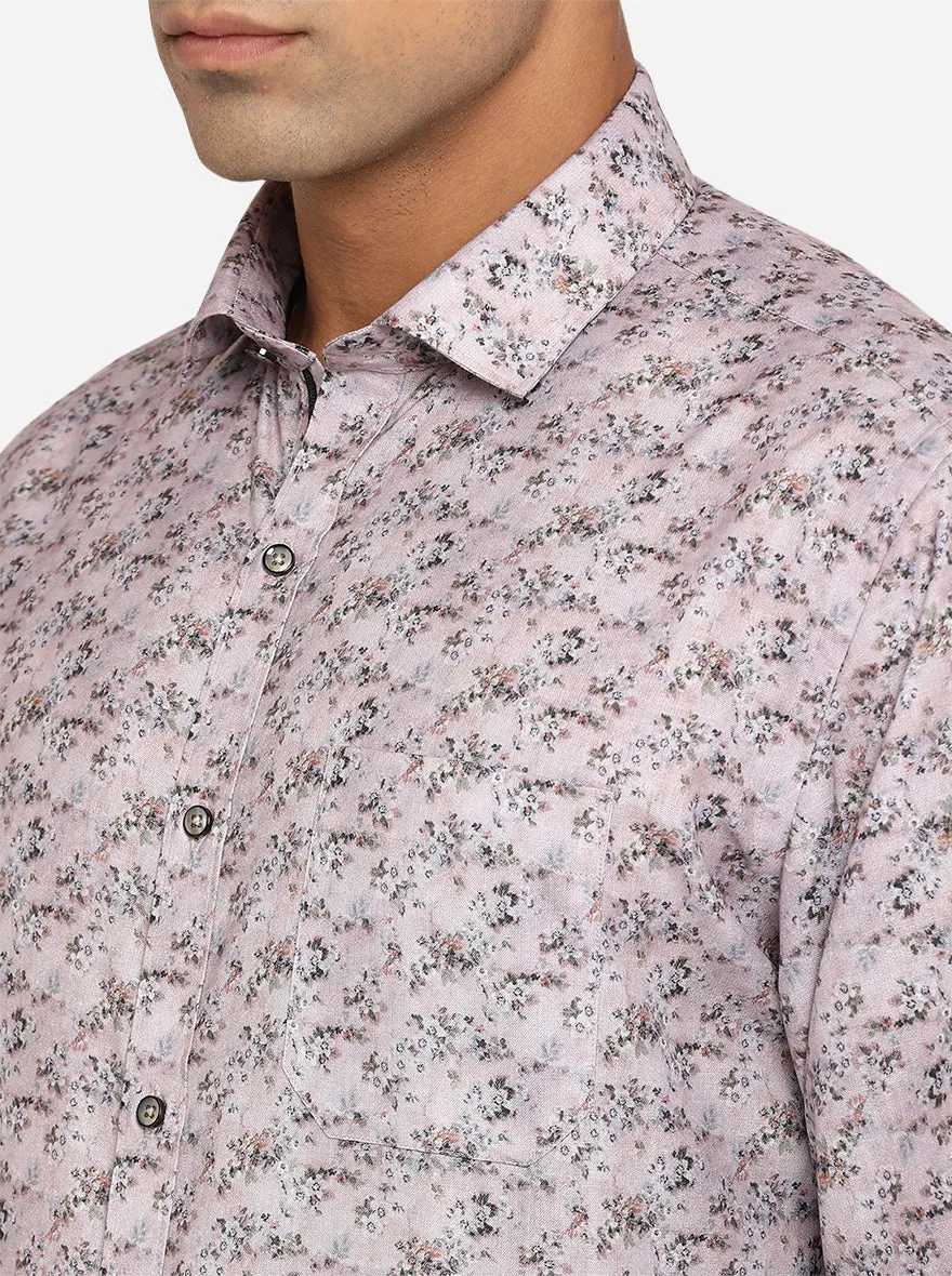 Pink Printed Slim Fit Party Wear Shirt | Greenfibre