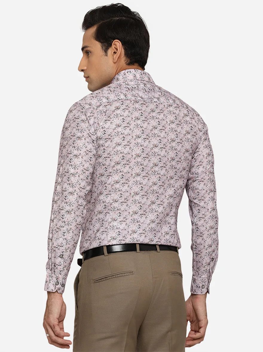 Pink Printed Slim Fit Party Wear Shirt | Greenfibre