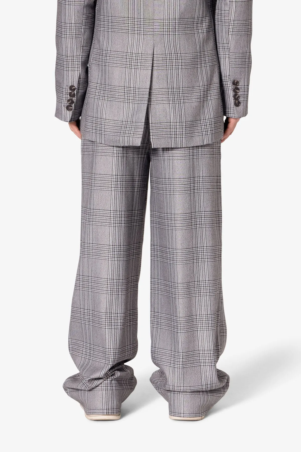 Plaid Baggy Suit Pants - Black/Grey