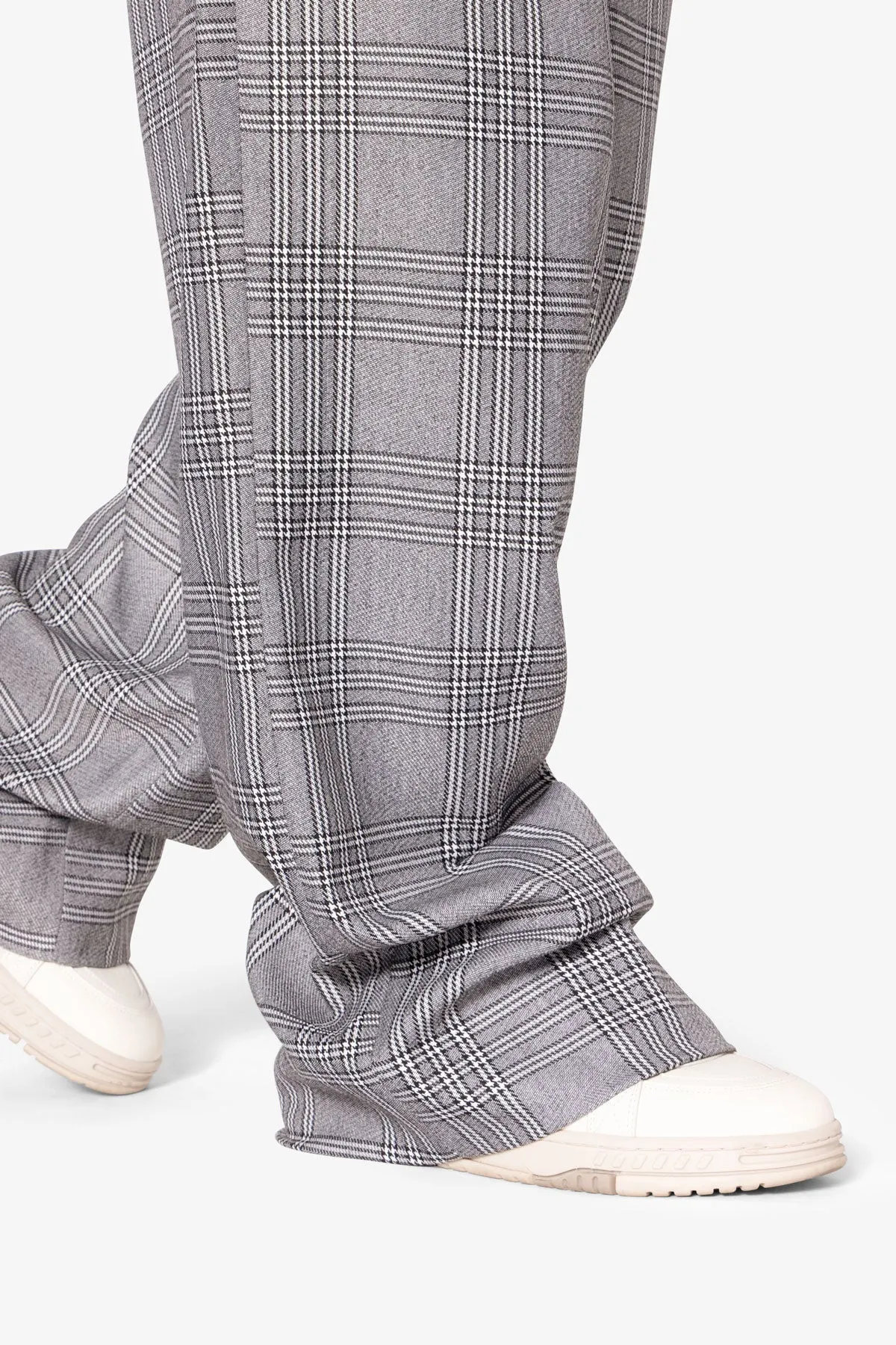 Plaid Baggy Suit Pants - Black/Grey