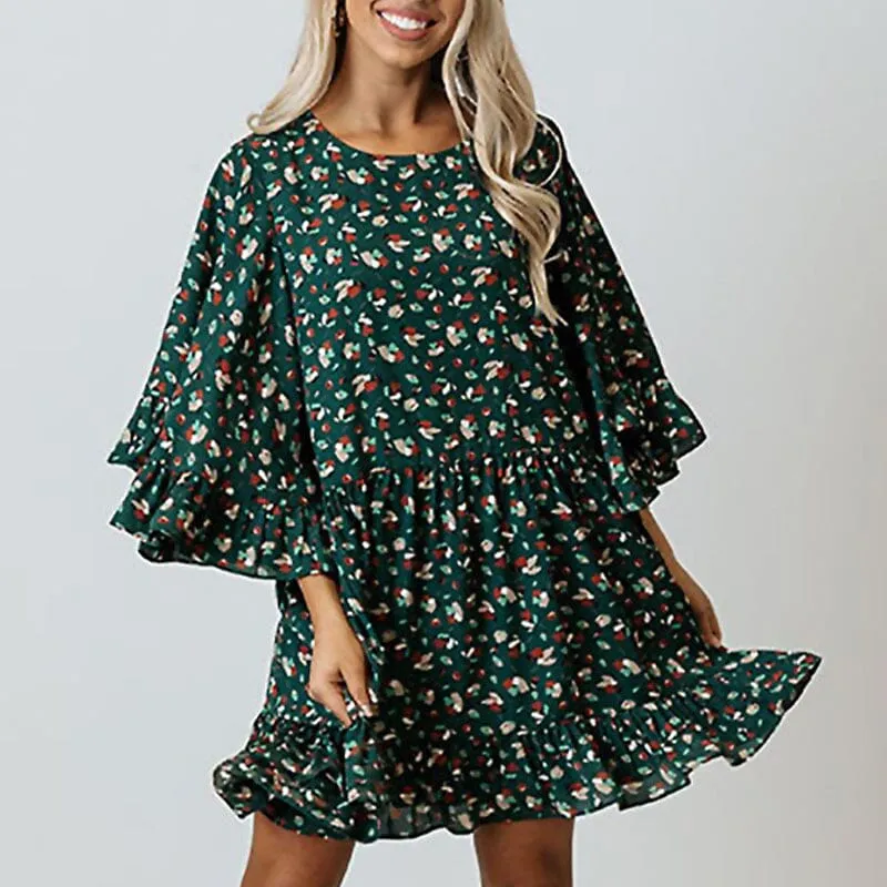 Printed Doll Sleeve Dress