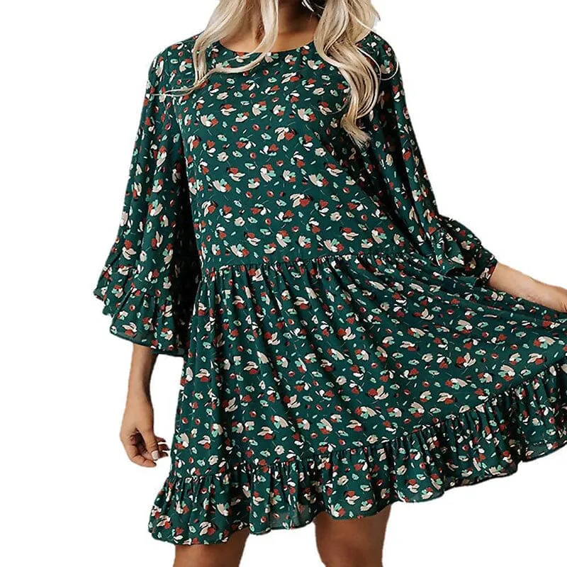 Printed Doll Sleeve Dress