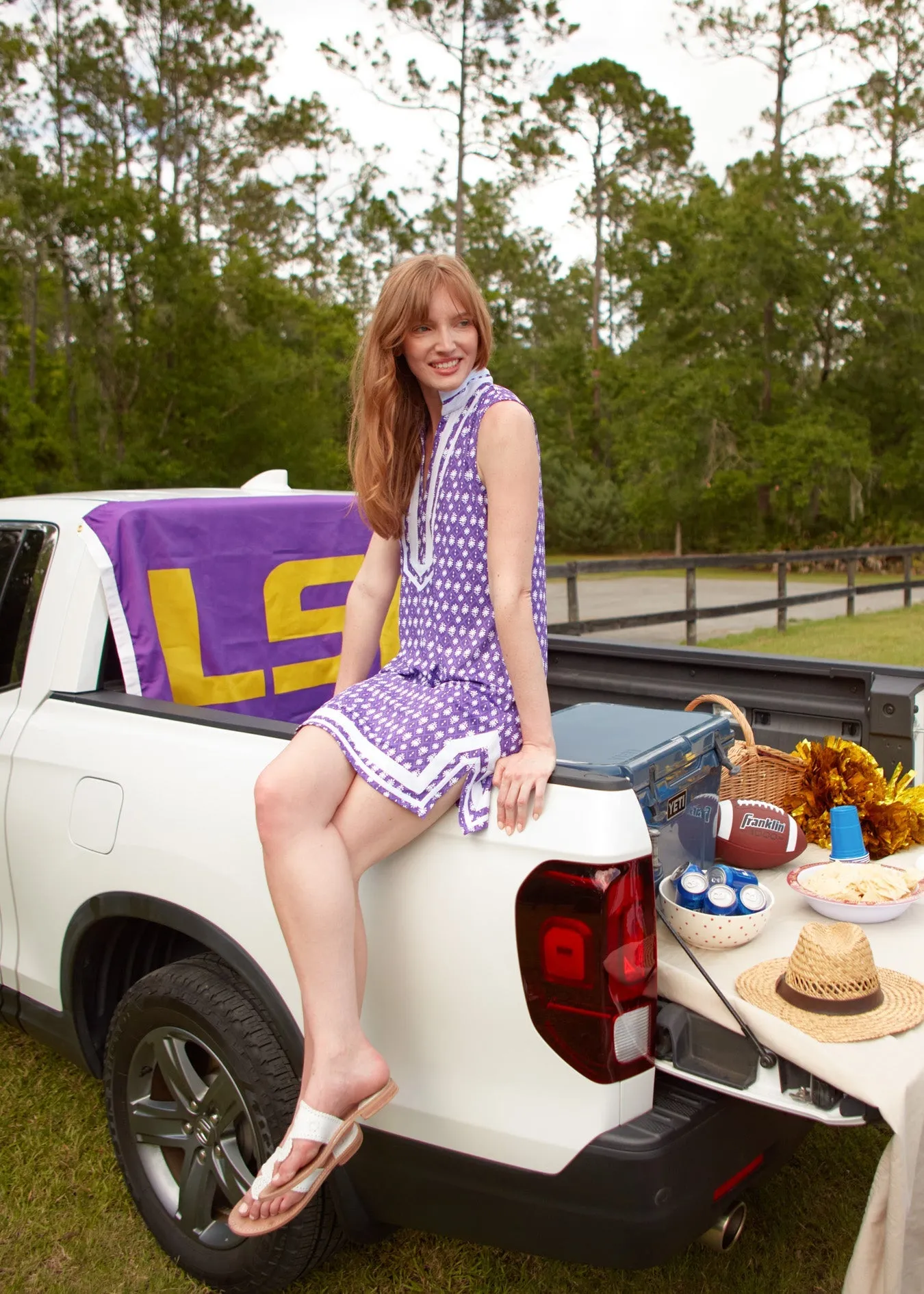 Purple Game Day Sleeveless Tunic Dress