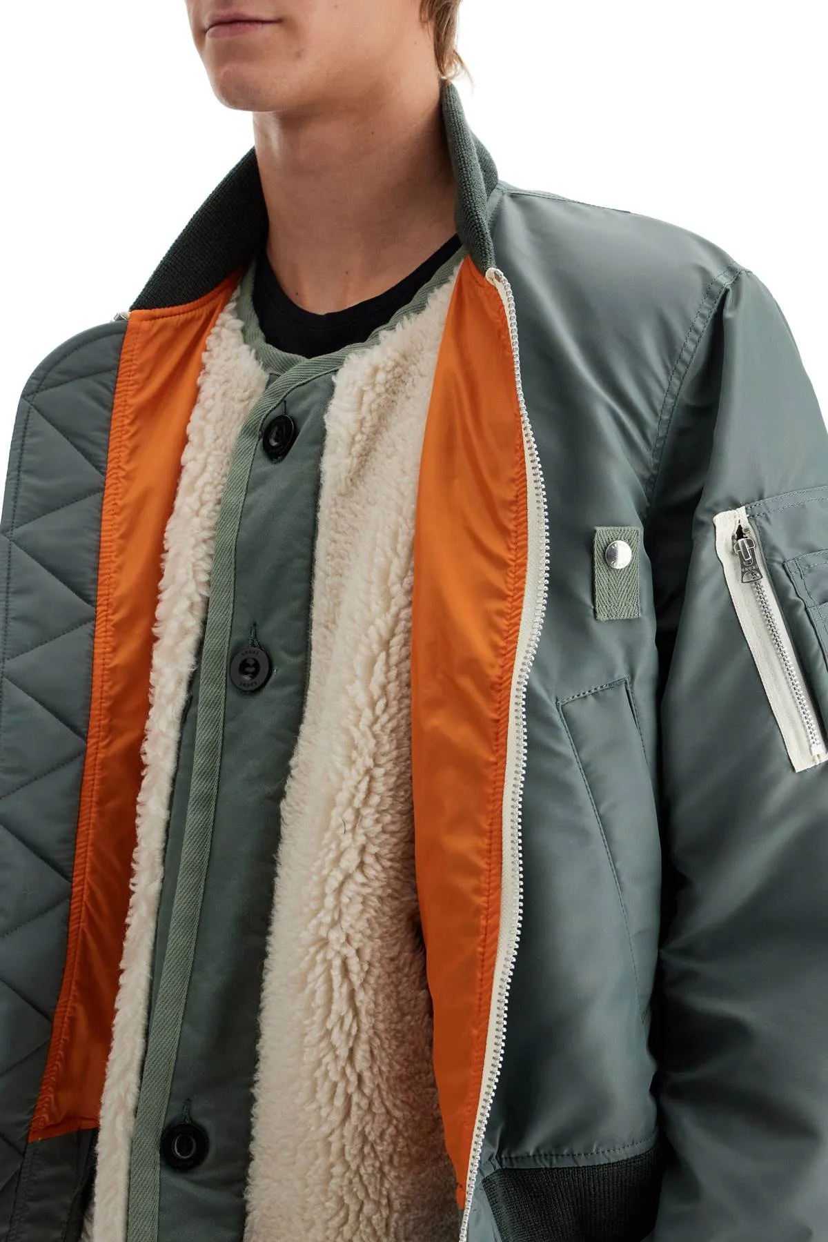 SACAI layered hybrid bomber jacket