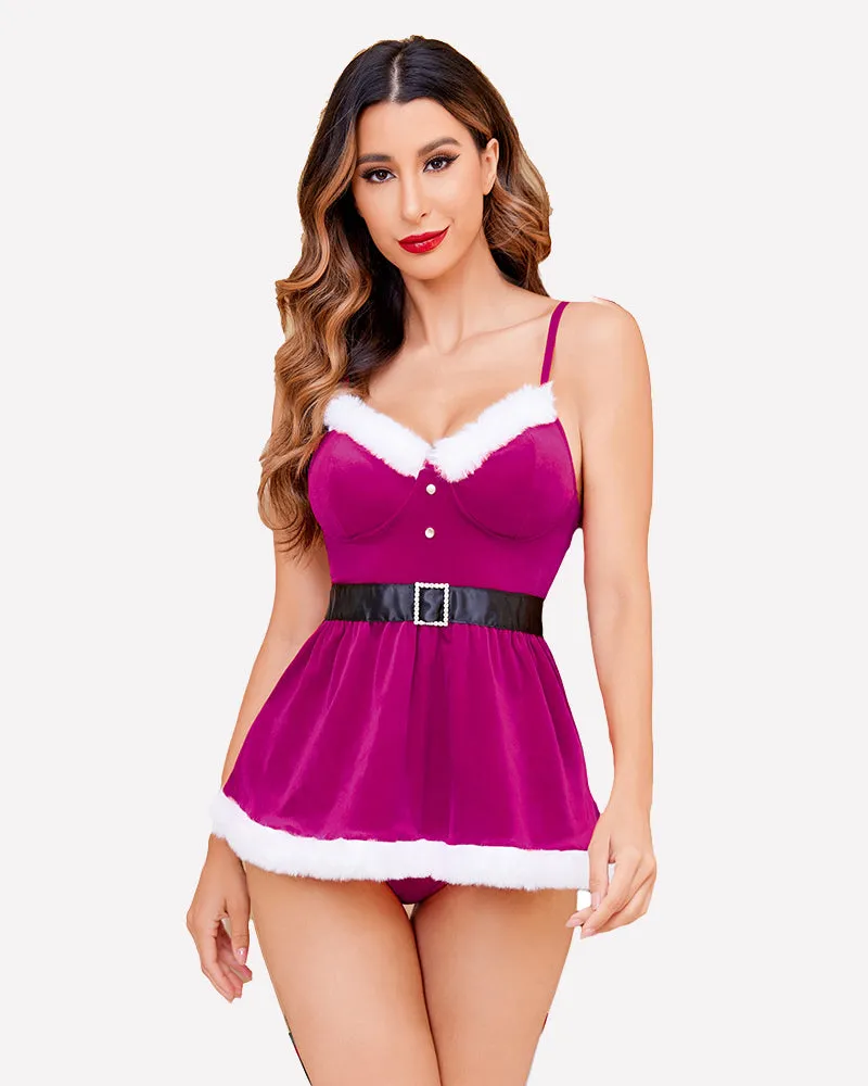 Santa Chemises Velvet Lingerie Sets