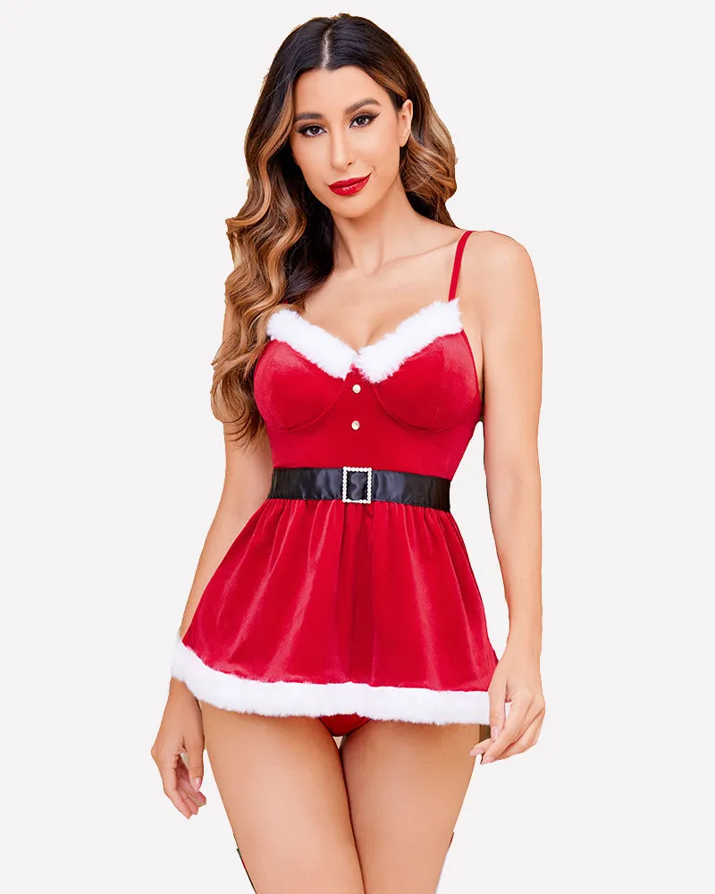 Santa Chemises Velvet Lingerie Sets