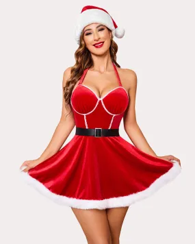 Santa Claus Costumes Halter Neck Babydoll