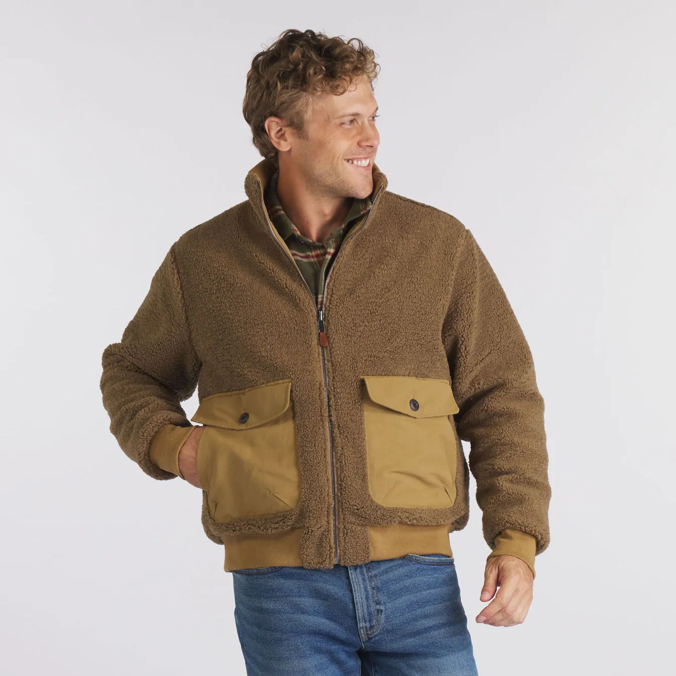 Sherpa Reversible Full Zip Jacket  - Canteen