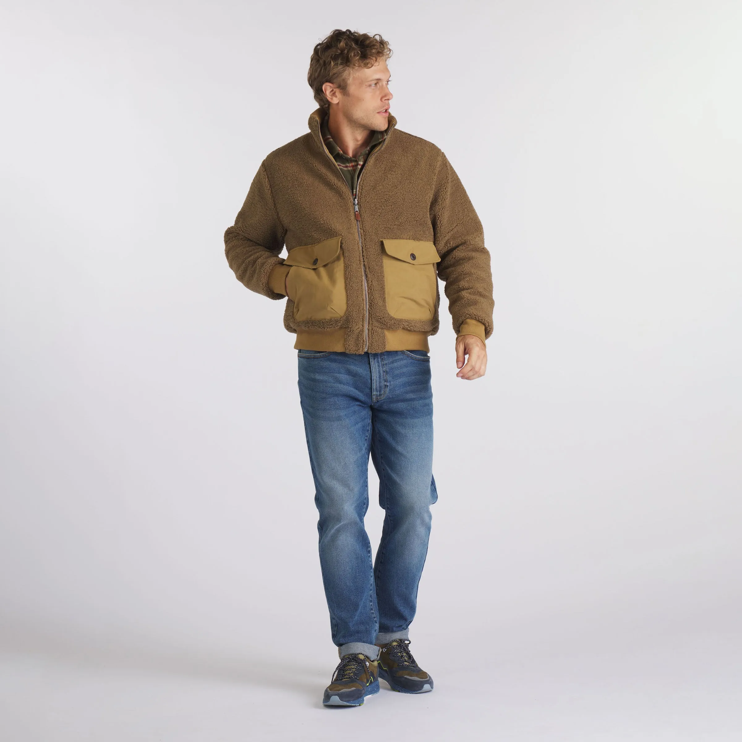 Sherpa Reversible Full Zip Jacket  - Canteen