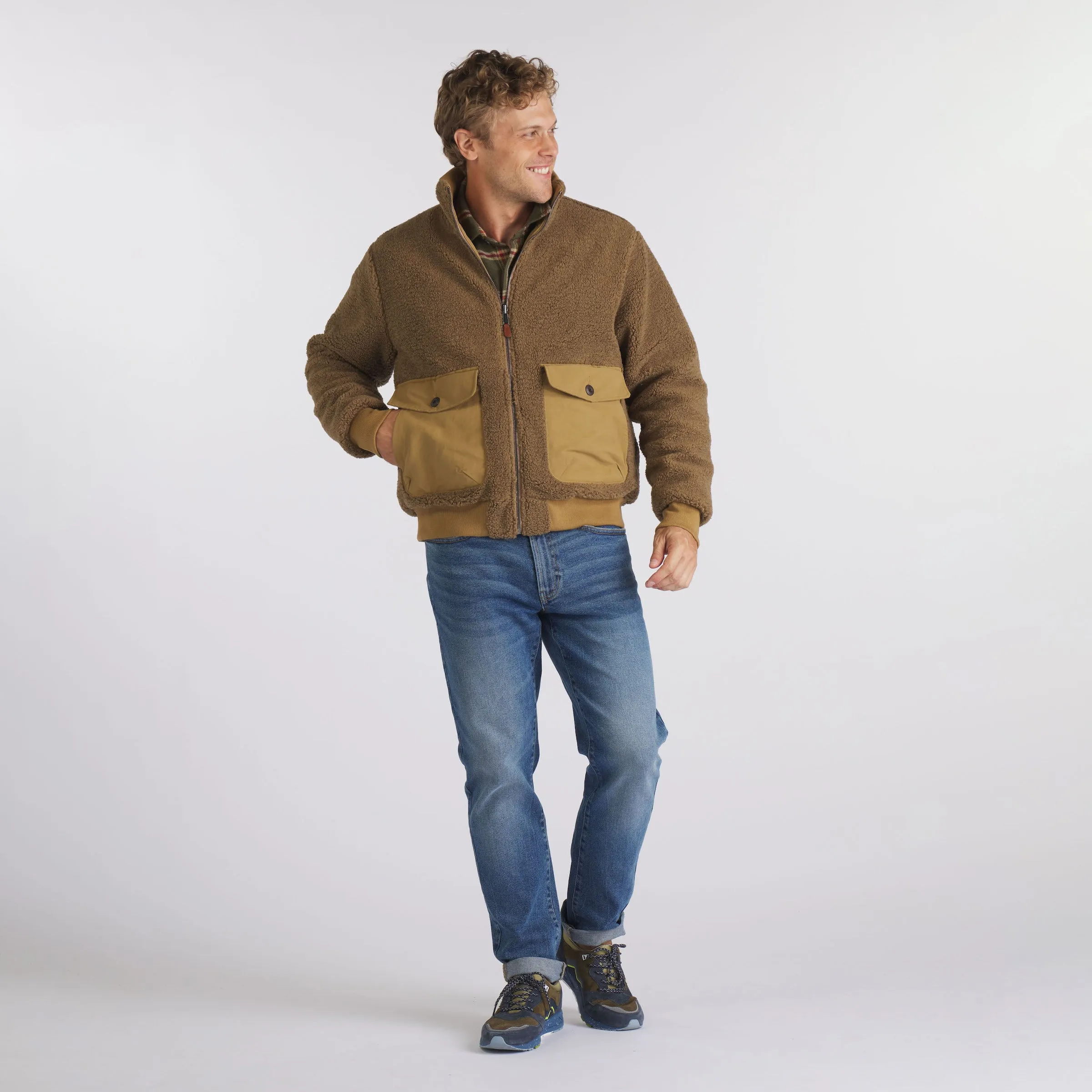 Sherpa Reversible Full Zip Jacket  - Canteen