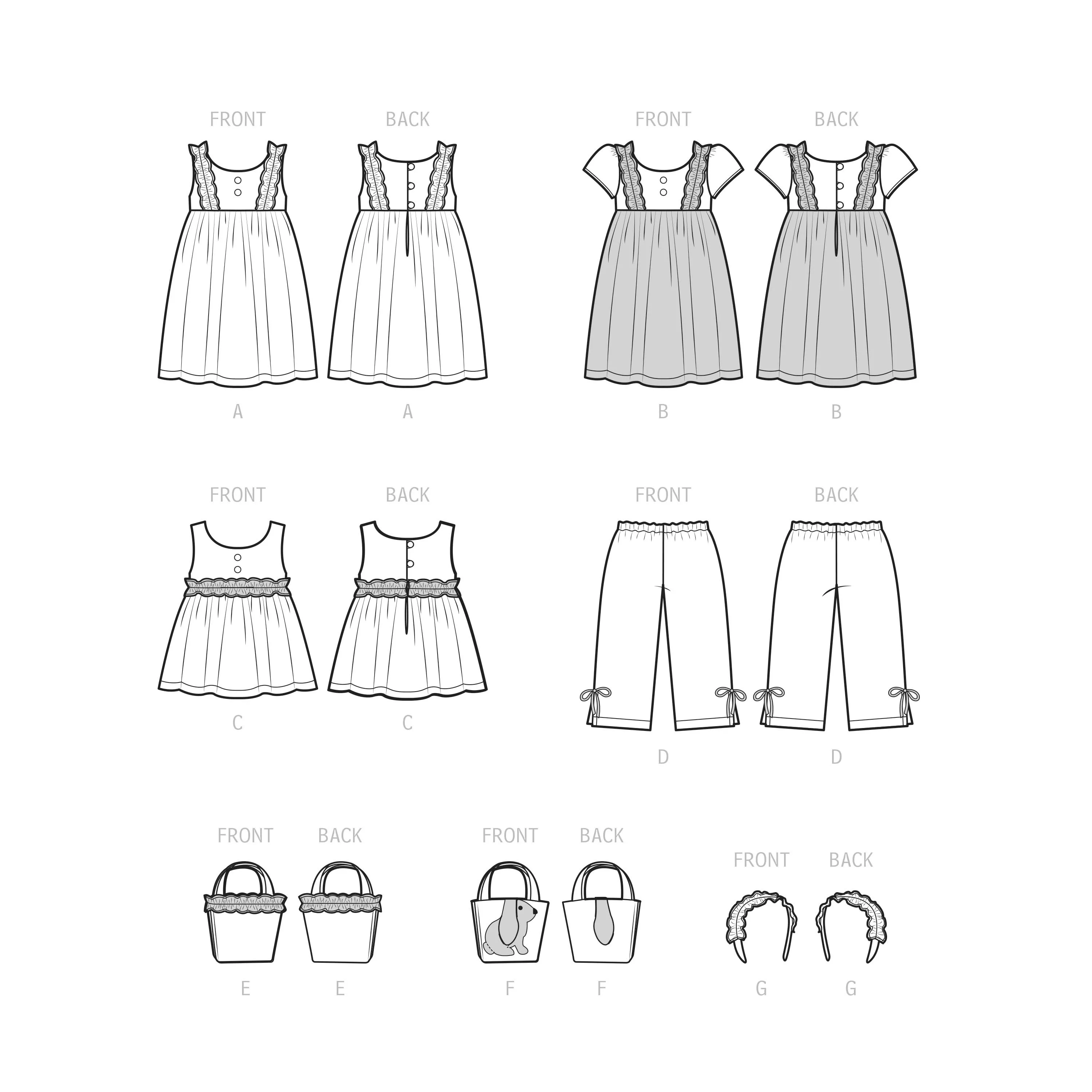 Simplicity Sewing Pattern S9559 CHILDREN'S DRESS, TOP, PANTS, PURSES AND HEADBAND