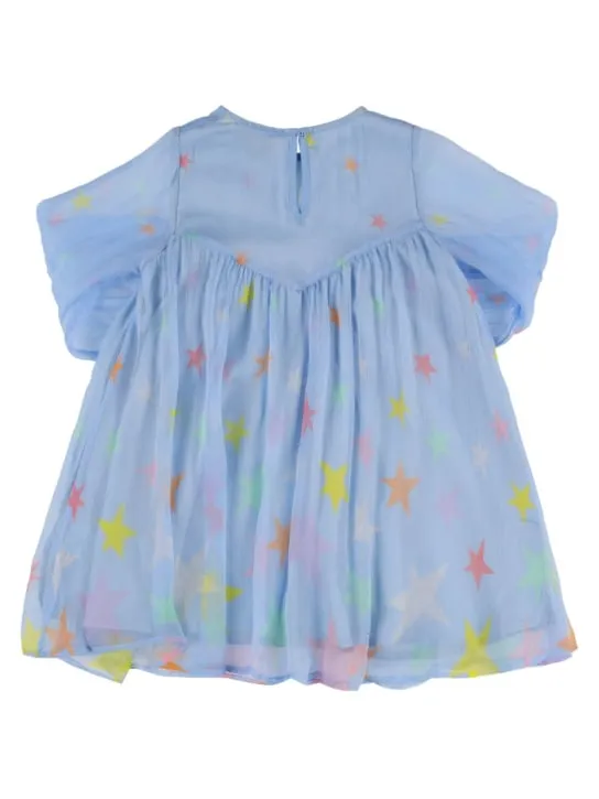 Stella McCartney Kids   Star print silk long sleeve dress 