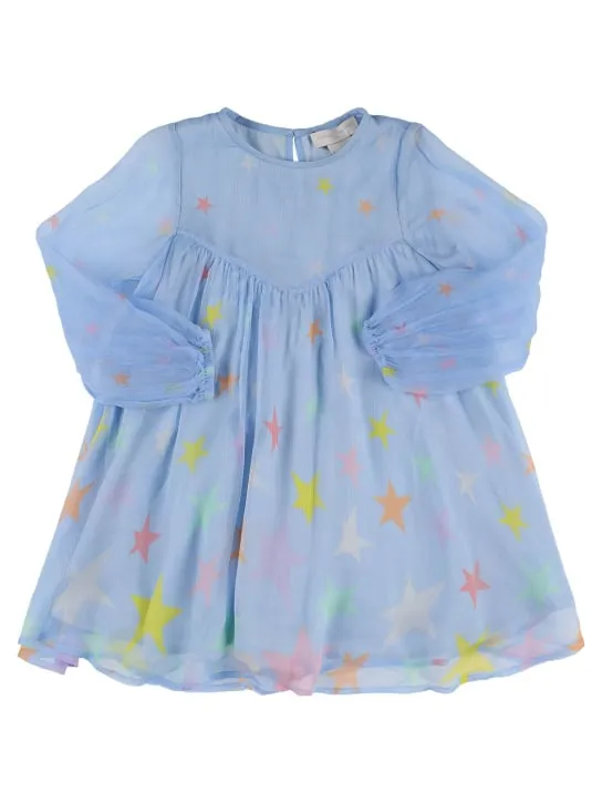 Stella McCartney Kids   Star print silk long sleeve dress 