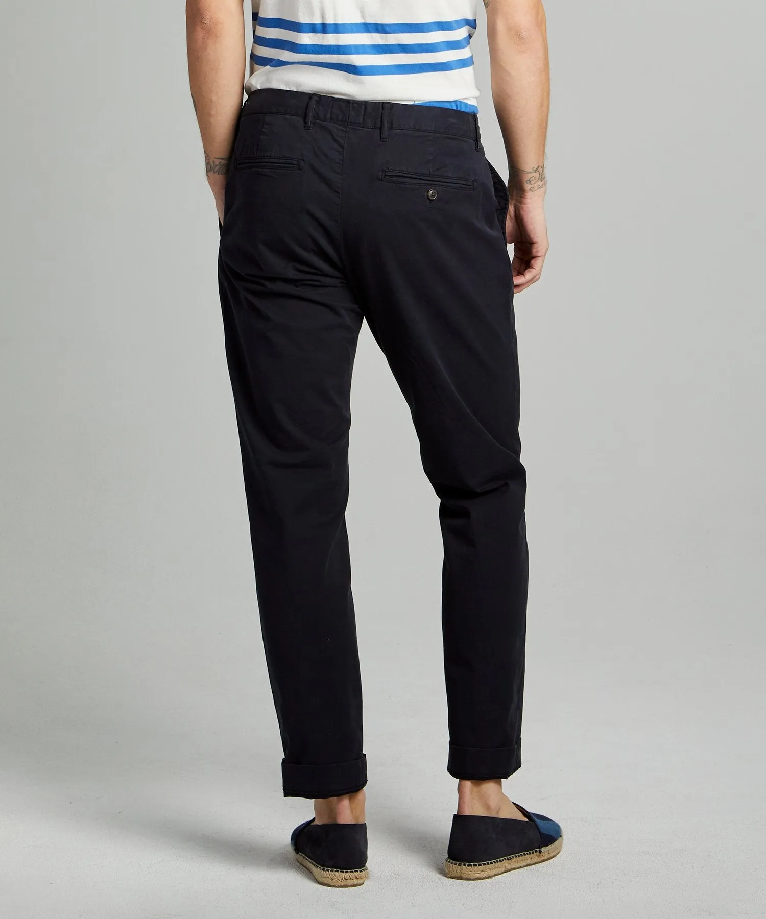 Straight Fit Tab front Stretch Chino in Navy