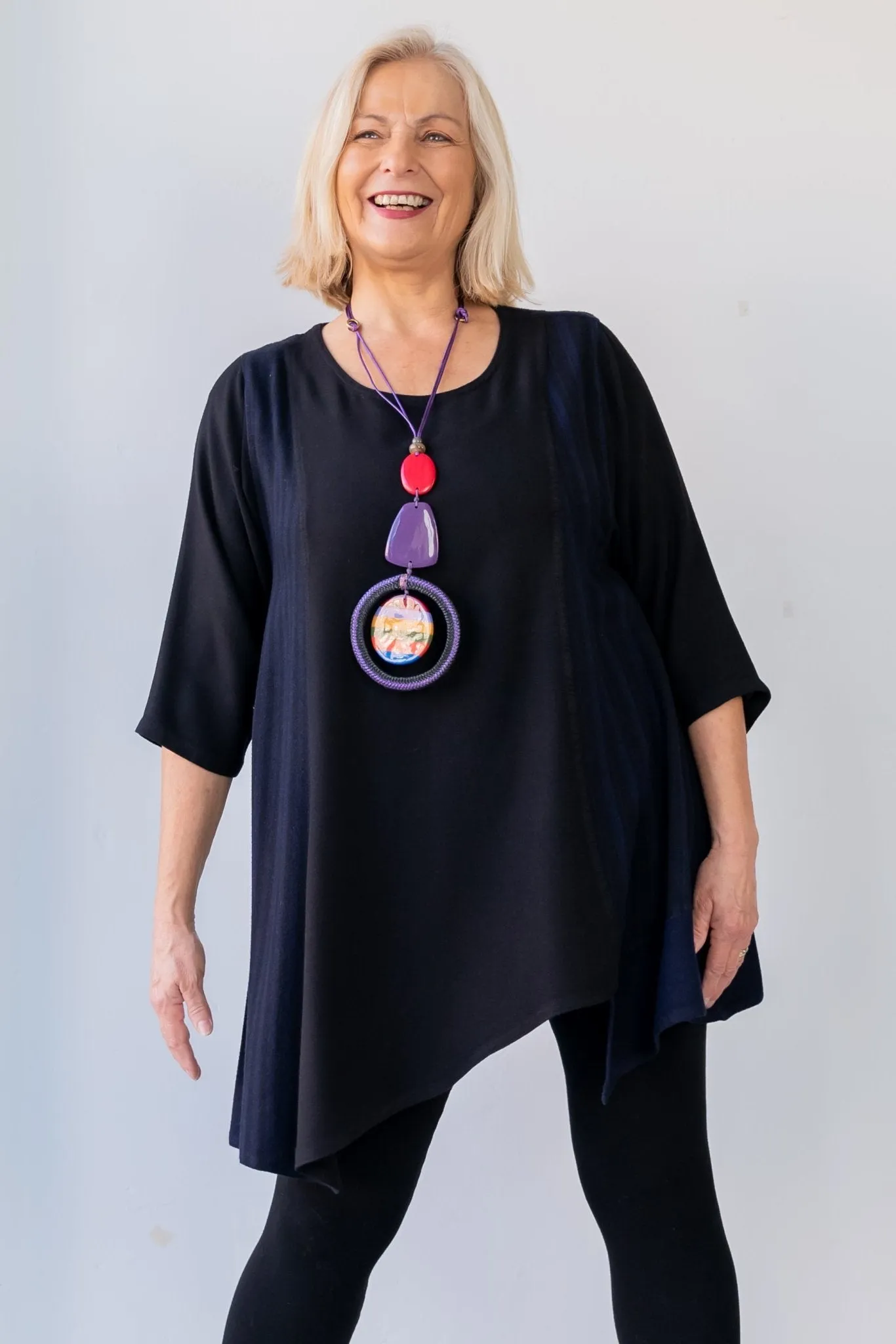 Stripe Tunic - Black w/ Purple Indigo