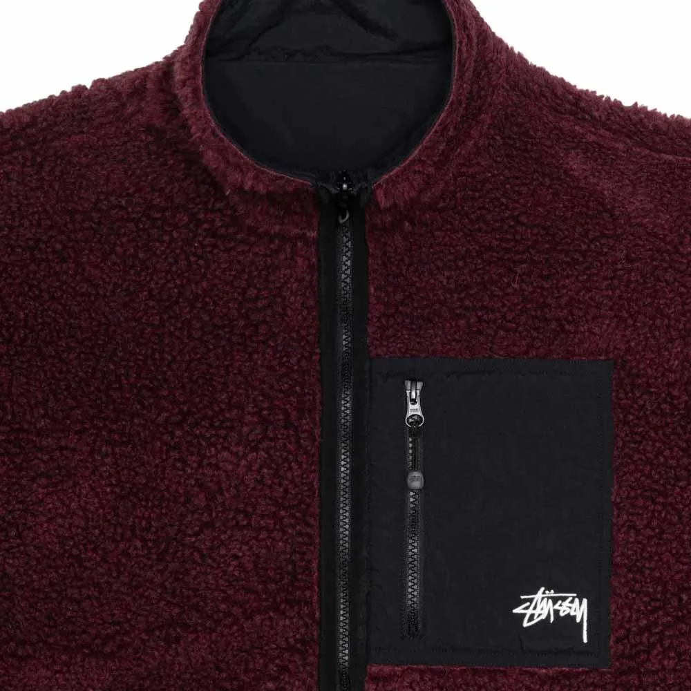 Stussy Sherpa Reversibile Jacket Burgundy