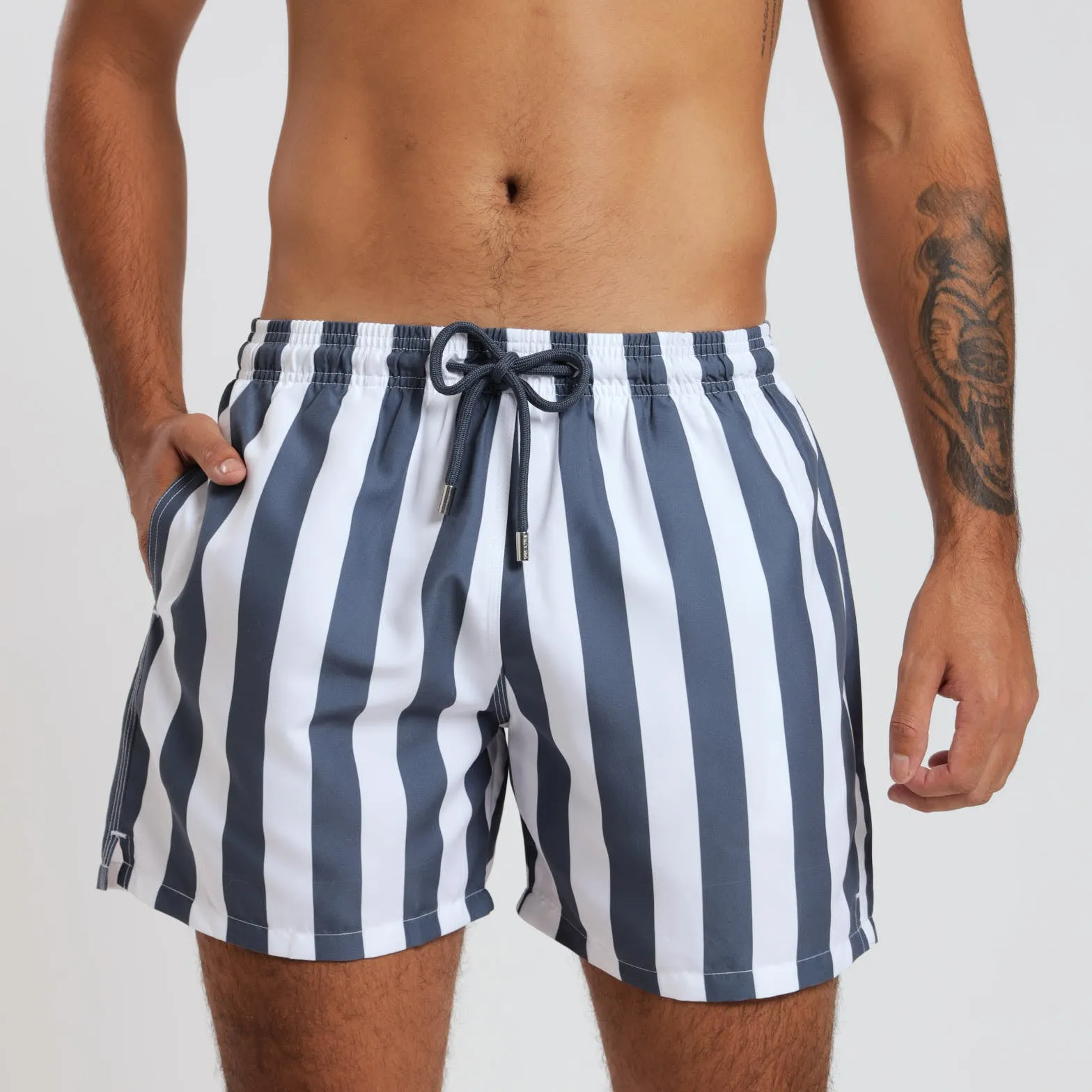 Swim Shorts - Stripes | Steel & White