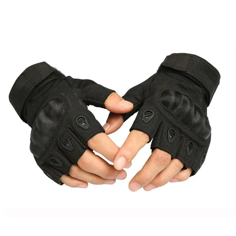 Tactical Outdoor Carbon Knuckle Fingerless Gloves