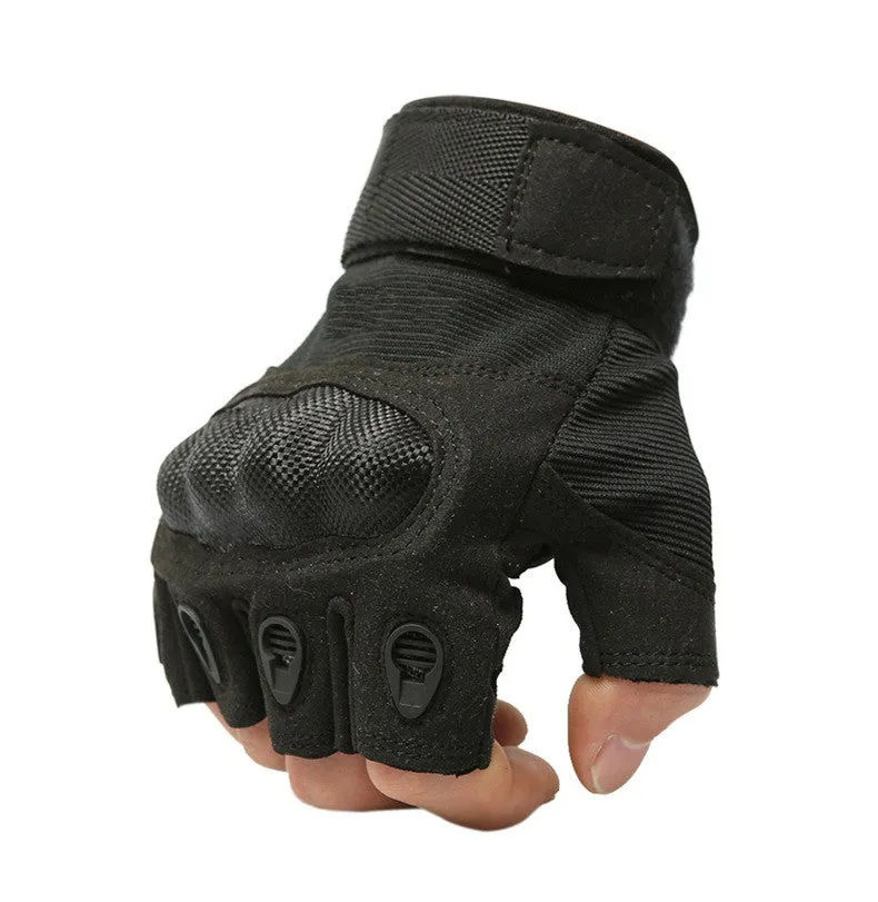 Tactical Outdoor Carbon Knuckle Fingerless Gloves