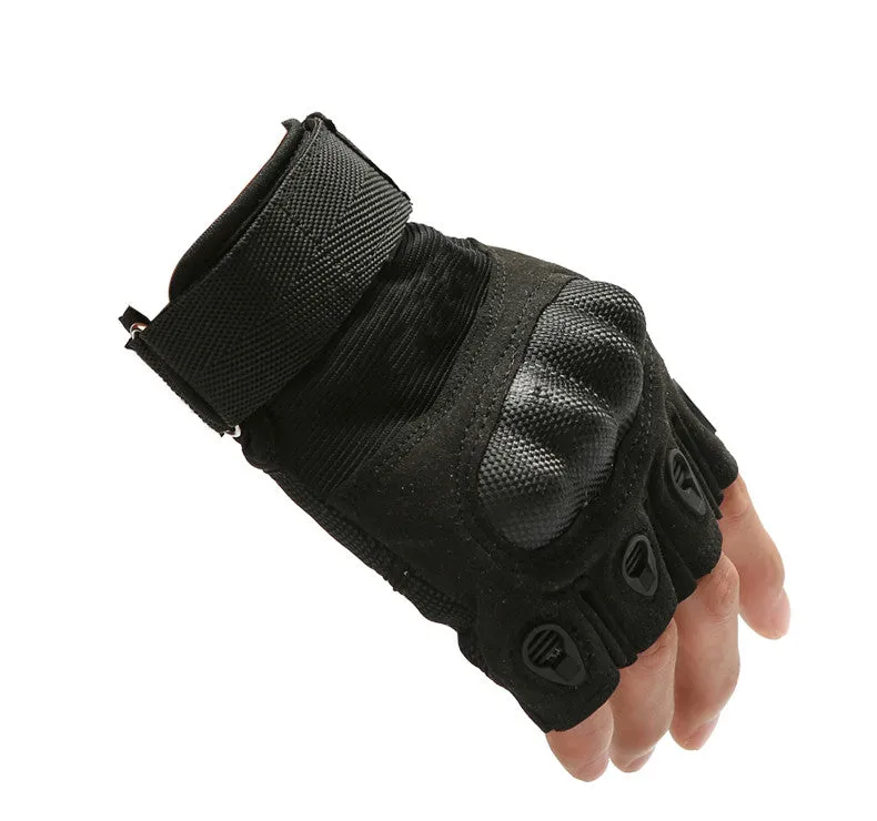 Tactical Outdoor Carbon Knuckle Fingerless Gloves