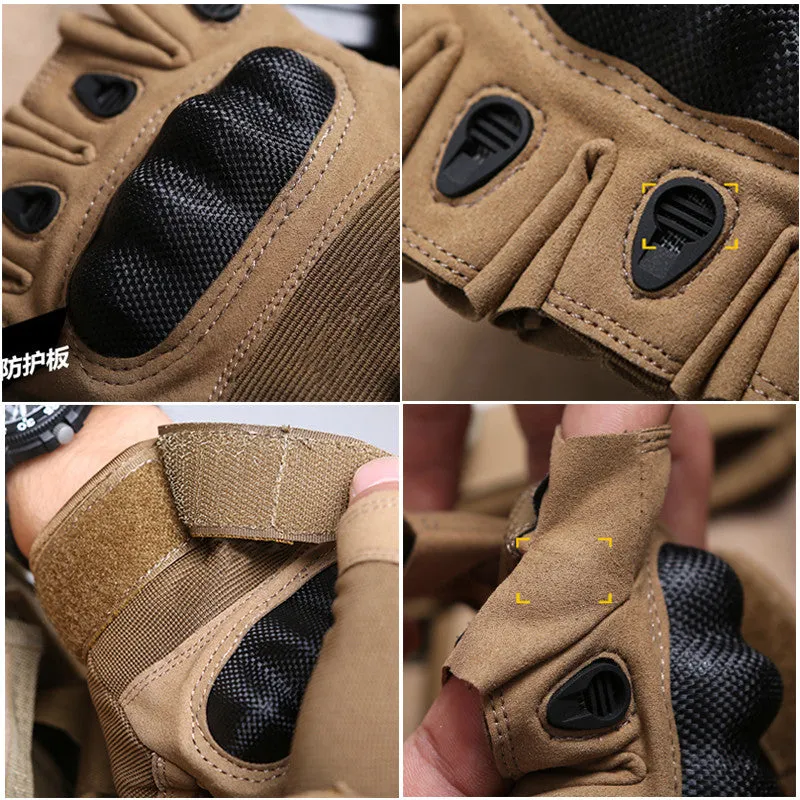 Tactical Outdoor Carbon Knuckle Fingerless Gloves