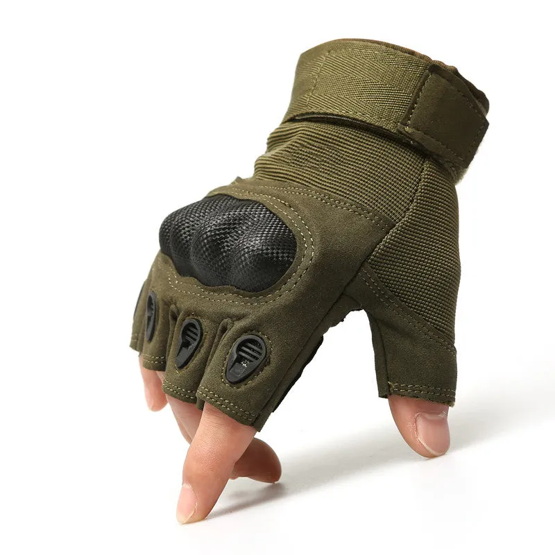 Tactical Outdoor Carbon Knuckle Fingerless Gloves