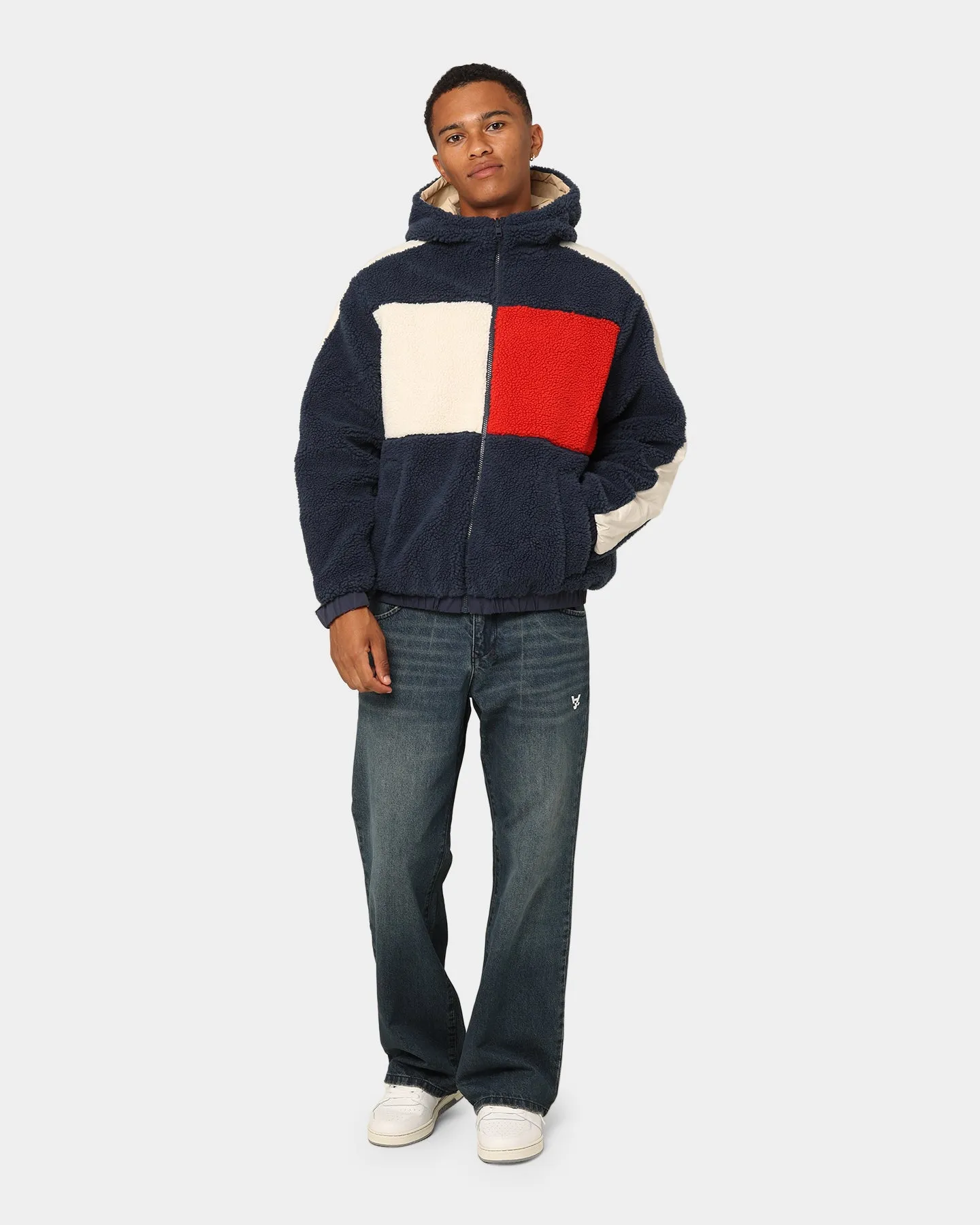 Tommy Jeans TJM Reversible Sherpa Jacket Twilight Navy/Multi-Coloured