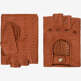 Vincenzo (brown): fingerless Italian driving gloves made of American deerskin leather