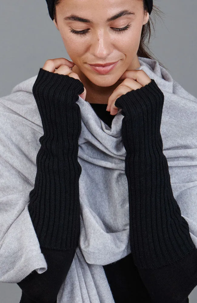 Womens Merino Activewear Ribbed Fingerless Gloves