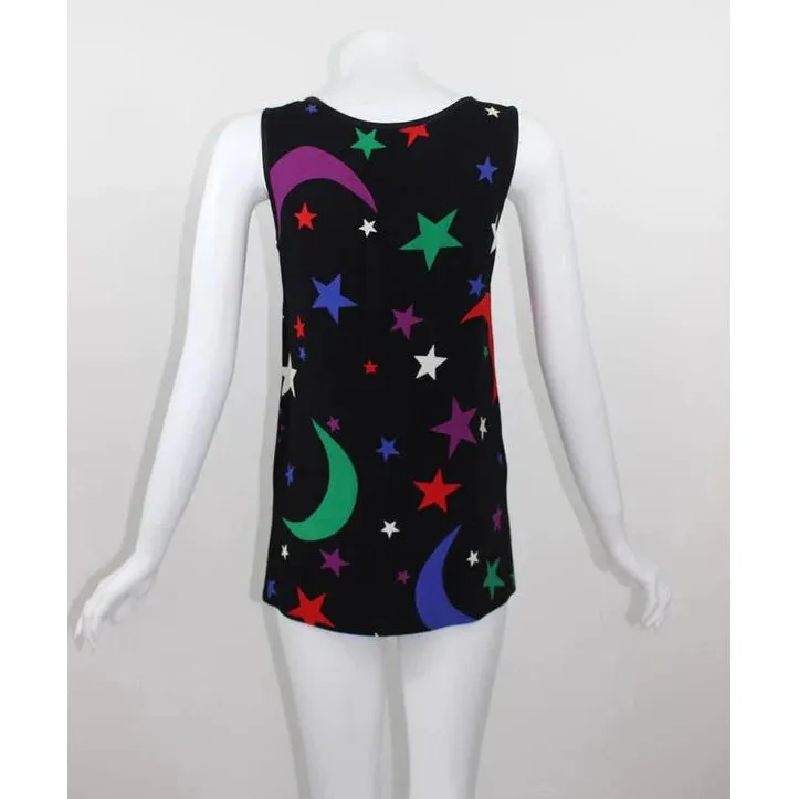 YVES SAINT LAURENT 1979 YSL Moon & Stars Sleeveless Top Documented | Size 34 - XS/S