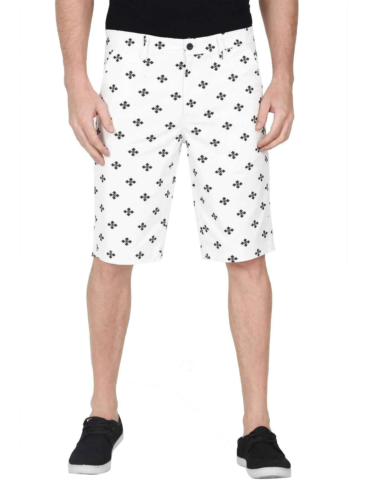 Zach Men White Printed Casual Shorts